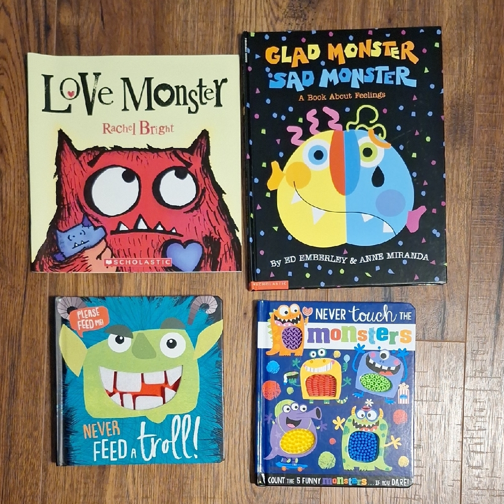 Lot Of 4 Monster Theme Book Collection-- Board, Paperback, Hardcover